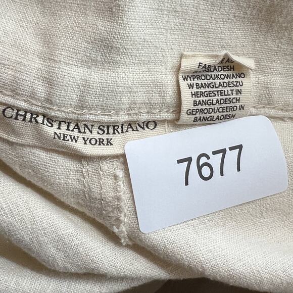 Christian Siriano Wide Leg Pants Women's 8 Linen Blend Beige Colored Pleated - Picture 3 of 8